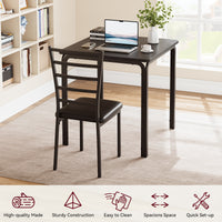 Garvee Small Square Dining Table Set for 2, Space Saving Wood Dinette with Upholstered Seats, Ideal for Kitchen, Dining Room, Home Office, Black
