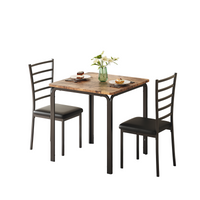 Garvee Small Square Dining Table Set for 2, Space Saving Wood Dinette with Upholstered Seats, Ideal for Kitchen, Dining Room, Home Office, Brown
