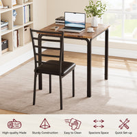 Garvee Small Square Dining Table Set for 2, Space Saving Wood Dinette with Upholstered Seats, Ideal for Kitchen, Dining Room, Home Office, Brown
