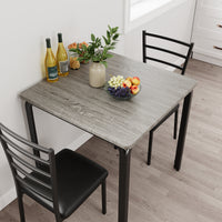 Garvee Small Square Dining Table Set for 2, Space Saving Wood Dinette with Upholstered Seats, Ideal for Kitchen, Dining Room, Home Office, Grey