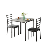 Garvee Small Square Dining Table Set for 2, Space Saving Wood Dinette with Upholstered Seats, Ideal for Kitchen, Dining Room, Home Office, Grey - Grey