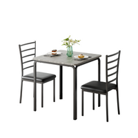 Garvee Small Square Dining Table Set for 2, Space Saving Wood Dinette with Upholstered Seats, Ideal for Kitchen, Dining Room, Home Office, Grey