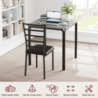 Garvee Small Square Dining Table Set for 2, Space Saving Wood Dinette with Upholstered Seats, Ideal for Kitchen, Dining Room, Home Office, Grey