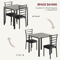 Garvee Small Square Dining Table Set for 2, Space Saving Wood Dinette with Upholstered Seats, Ideal for Kitchen, Dining Room, Home Office, Grey