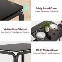 Garvee Glass Dining Table for 2, Space Saving Dinette with Upholstered Seats, Ideal for Kitchen, Dining Room, Home Office, Black Glass