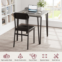 Garvee Dining Table Set for 2, Space-Saving Wood Modern Dinette, Upholstered Seats, Metal Frames, Ideal for Small Spaces, Home Office, Breakfast Nook, Grey