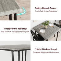 Garvee Dining Table Set for 2, Space-Saving Wood Modern Dinette, Upholstered Seats, Metal Frames, Ideal for Small Spaces, Home Office, Breakfast Nook, Grey