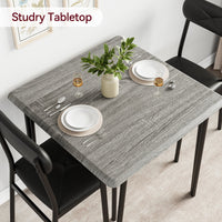 Garvee Dining Table Set for 2, Space-Saving Wood Modern Dinette, Upholstered Seats, Metal Frames, Ideal for Small Spaces, Home Office, Breakfast Nook, Grey