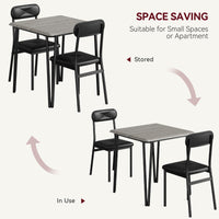 Garvee Dining Table Set for 2, Space-Saving Wood Modern Dinette, Upholstered Seats, Metal Frames, Ideal for Small Spaces, Home Office, Breakfast Nook, Grey
