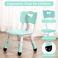 Garvee Square Kids Table and Chairs Set, 60 x 60CM, Height Adjustable Desk with 4 Seats, Graffiti Desktop, Non-Slip Legs, Multi-Activity Table for Classrooms Daycares Home - Light Blue Color