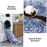 Garvee Washable Area Rug 3x5 Non-Slip Indoor Rug for Kitchen Entryway Low-Pile Front Door Mat for Bedroom Entry Foyer Laundry Room, Blue