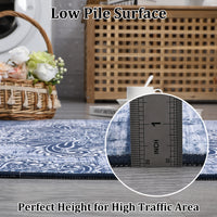 Garvee Washable Area Rug 3x5 Non-Slip Indoor Rug for Kitchen Entryway Low-Pile Front Door Mat for Bedroom Entry Foyer Laundry Room, Blue