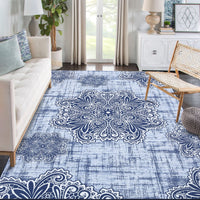 Garvee Washable Area Rug 3x5 Non-Slip Indoor Rug for Kitchen Entryway Low-Pile Front Door Mat for Bedroom Entry Foyer Laundry Room, Blue
