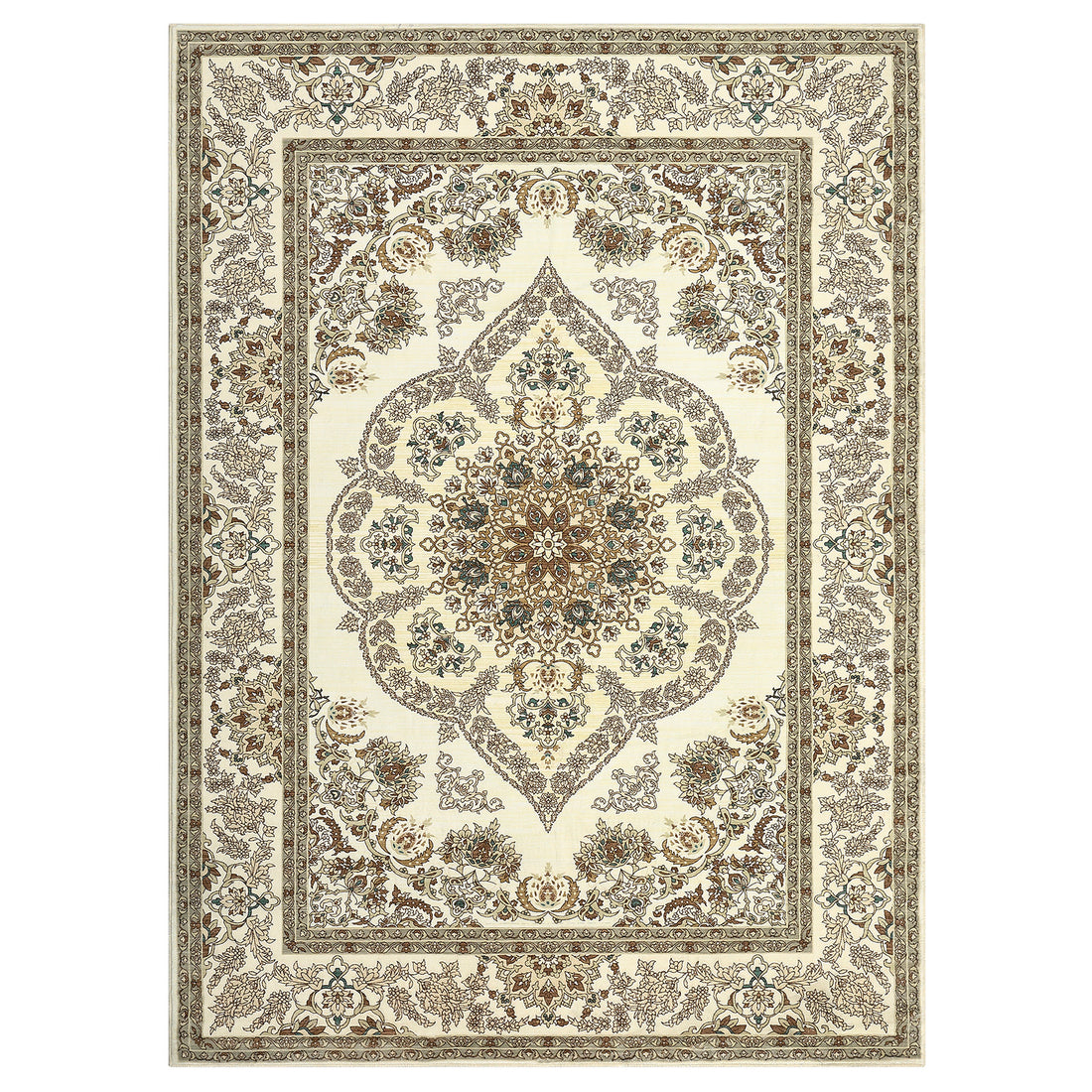 Garvee Door Mat 2x3 Washable Neutral Area Rugs for Bedroom, Non Slip Low Pile Vintage Floral Small Carpet, Stain Resistant Traditional Oriental Medallion Rugs for Entryway, Kitchen, Bathroom, Yellow