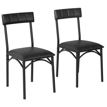 Garvee Dining Chairs Set of 2, Upholstered Dining Chairs with Back, PU Leather Kitchen Dining Chair, Classic Black Chairs for Kitchen, Apartment, Living Room, Comfortable Seat, Easy Assembly