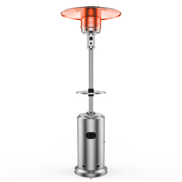 Garvee 48,000 BTU Outdoor Patio Heater,Double Wall Stainless Steel Umbrella Heater with Wheels and Safety Tilt Switch,Outdoor Patio Heater for Home and Commercial Use