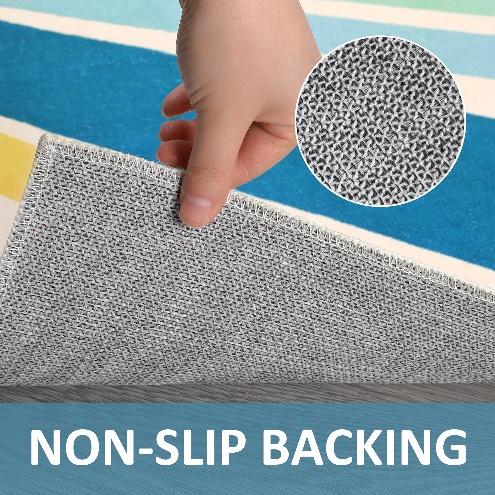 Garvee Round Rug 5x5 Ft Sun Washable Rugs for Bedroom, Soft Non-Slip Circle Living Room Rugs, Colorful Rainbow Circular Throw Rug Area Carpets for Kids Room Playroom Nursery Dinning Room