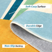 Garvee Round Rug 5x5 Ft Sun Washable Rugs for Bedroom, Soft Non-Slip Circle Living Room Rugs, Colorful Rainbow Circular Throw Rug Area Carpets for Kids Room Playroom Nursery Dinning Room