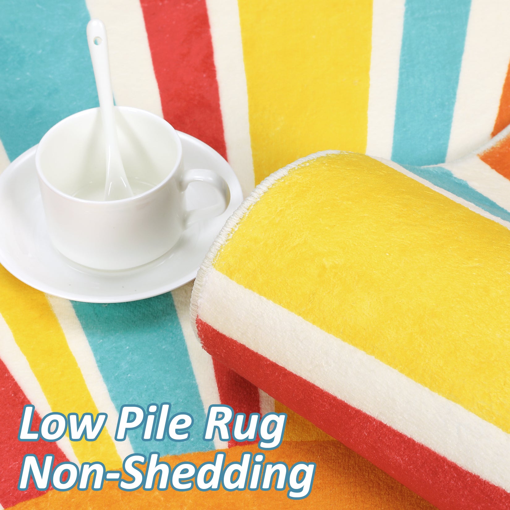 Garvee Round Rug 5x5 Ft Sun Washable Rugs for Bedroom, Soft Non-Slip Circle Living Room Rugs, Colorful Rainbow Circular Throw Rug Area Carpets for Kids Room Playroom Nursery Dinning Room