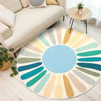 Garvee Round Rug 5x5 Ft Sun Washable Rugs for Bedroom, Soft Non-Slip Circle Living Room Rugs, Colorful Rainbow Circular Throw Rug Area Carpets for Kids Room Playroom Nursery Dinning Room