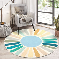 Garvee Round Rug 5x5 Ft Sun Washable Rugs for Bedroom, Soft Non-Slip Circle Living Room Rugs, Colorful Rainbow Circular Throw Rug Area Carpets for Kids Room Playroom Nursery Dinning Room