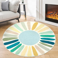 Garvee Round Rug 5x5 Ft Sun Washable Rugs for Bedroom, Soft Non-Slip Circle Living Room Rugs, Colorful Rainbow Circular Throw Rug Area Carpets for Kids Room Playroom Nursery Dinning Room