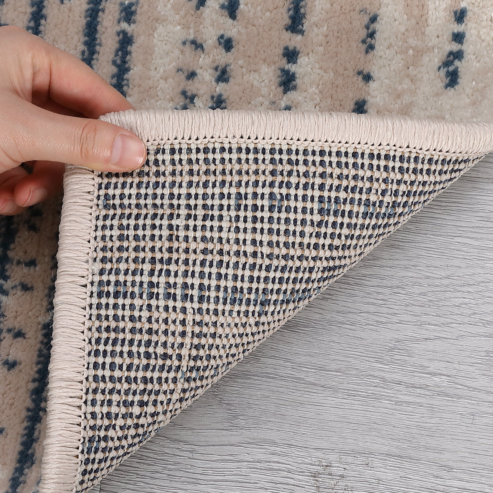 Garvee Modern Blue Geometric Area Rug 9x12 - Low Pile, Non-Slip - Durable Polypropylene, Jute Backing - Living Room, Bedroom, Dining Room