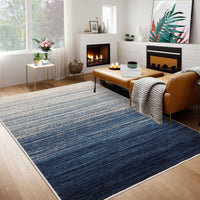 Garvee Modern Blue Geometric Area Rug 9x12 - Low Pile, Non-Slip - Durable Polypropylene, Jute Backing - Living Room, Bedroom, Dining Room