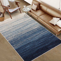 Garvee Modern Blue Geometric Area Rug 9x12 - Low Pile, Non-Slip - Durable Polypropylene, Jute Backing - Living Room, Bedroom, Dining Room