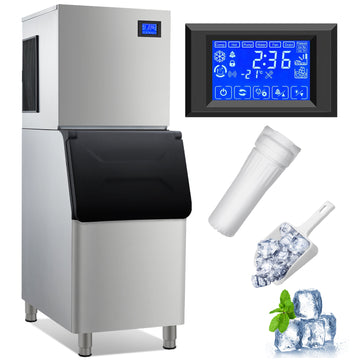 Garvee 350LBS/24H Commercial Ice Maker Freestanding Ice Machine 310lbs Storage for Coffee Shop Business Restaurant 14X15 Ice Cube