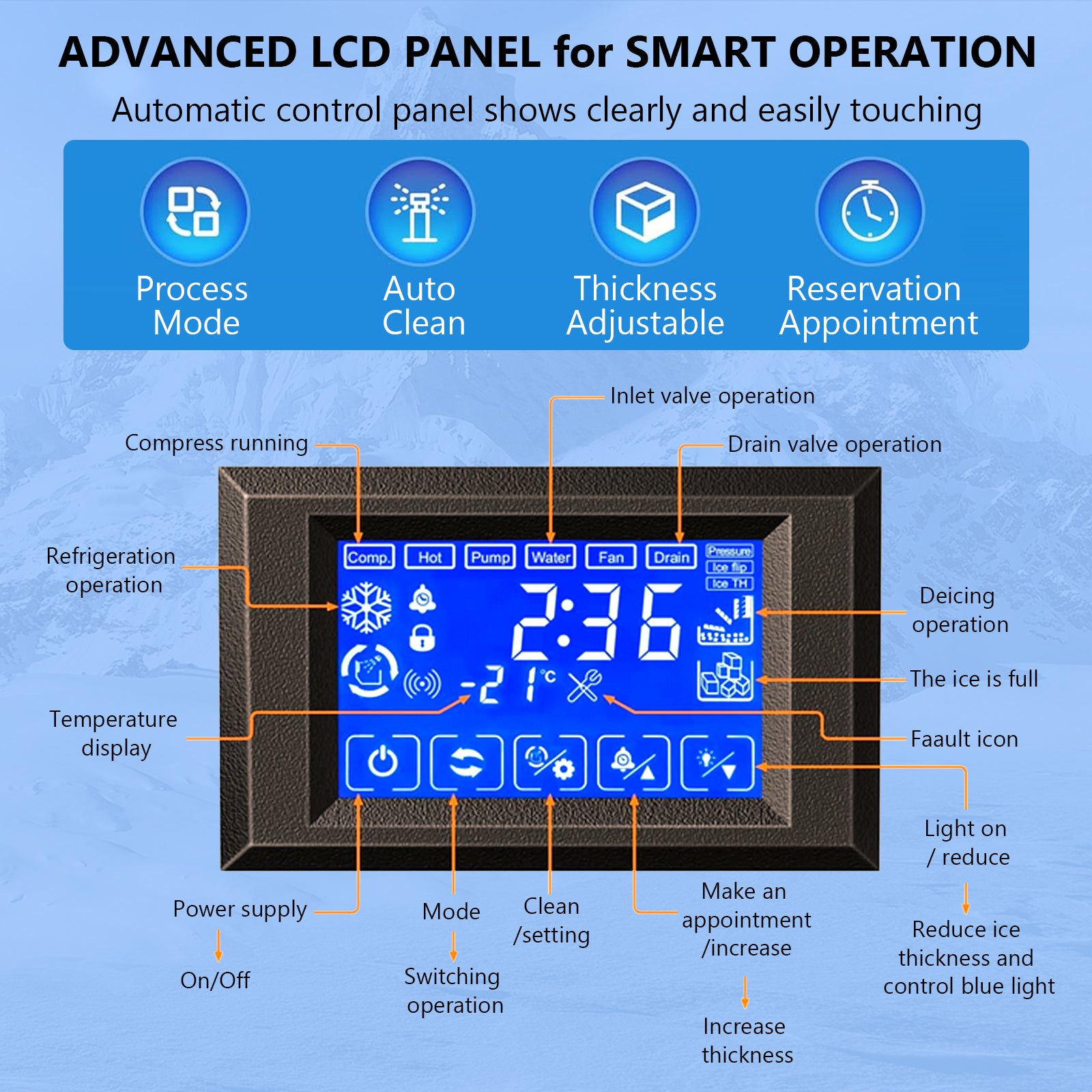 Garvee 350LBS/24H Commercial Ice Maker Freestanding Ice Machine 310lbs Storage for Coffee Shop Business Restaurant 14X15 Ice Cube