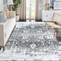 Garvee Area Rug 5x7 Vintag Rug Machine Washable Area Rug Non Slip Non Shedding Distressed Throw Rug Low Pile Indoor Carpet Foldable Accent Rug for Bedroom Living Room, Grey