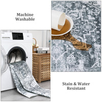 Garvee Area Rug 5x7 Vintag Rug Machine Washable Area Rug Non Slip Non Shedding Distressed Throw Rug Low Pile Indoor Carpet Foldable Accent Rug for Bedroom Living Room, Grey