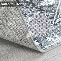 Garvee Area Rug 5x7 Vintag Rug Machine Washable Area Rug Non Slip Non Shedding Distressed Throw Rug Low Pile Indoor Carpet Foldable Accent Rug for Bedroom Living Room, Grey