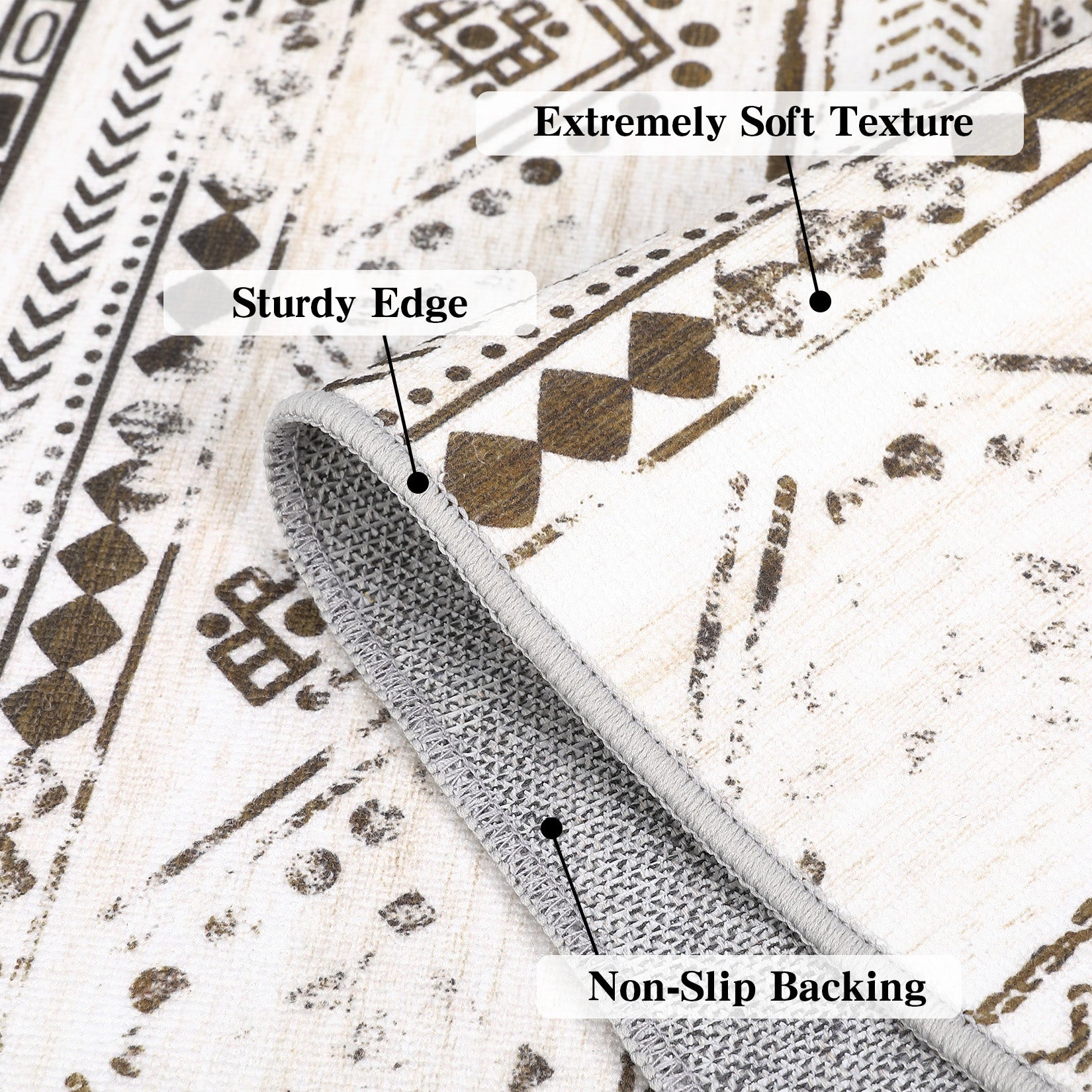 Garvee Washable Large Soft Neutral Boho Moroccan Bohemian Farmhouse Rug Indoor Floor Carpet for Bedroom Under Dining Table Home Office Decor