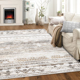 Garvee Washable Large Soft Neutral Boho Moroccan Bohemian Farmhouse Rug Indoor Floor Carpet for Bedroom Under Dining Table Home Office Decor - Coffee