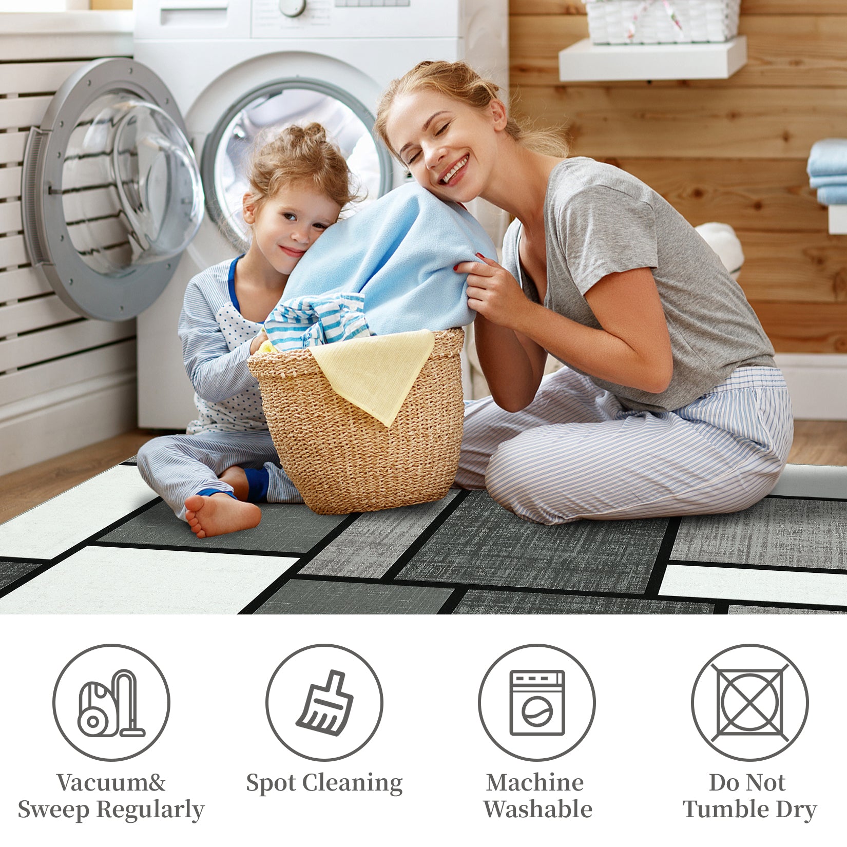 Garvee Runner Rug for Hallway Machine Washable Rugs 2x6 Rug Runner Geometric Modern Rug Entry Rug Non Slip Rug for Bedroom Soft Rug Stain Resistant Floor Mats Classroom Office Rug Grey 2'x6'