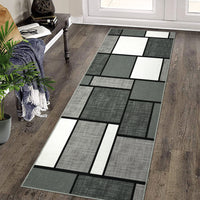 Garvee Runner Rug for Hallway Machine Washable Rugs 2x6 Rug Runner Geometric Modern Rug Entry Rug Non Slip Rug for Bedroom Soft Rug Stain Resistant Floor Mats Classroom Office Rug Grey 2'x6'
