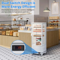 Garvee Commercial Refrigerator, 3.5 Cu. FT Glass Refrigerator Display Case Countertop with Adjustable Shelves, Interior LED Lighting, Display Fridge for Pastry Cake Restaurant, Auto Defrost, White