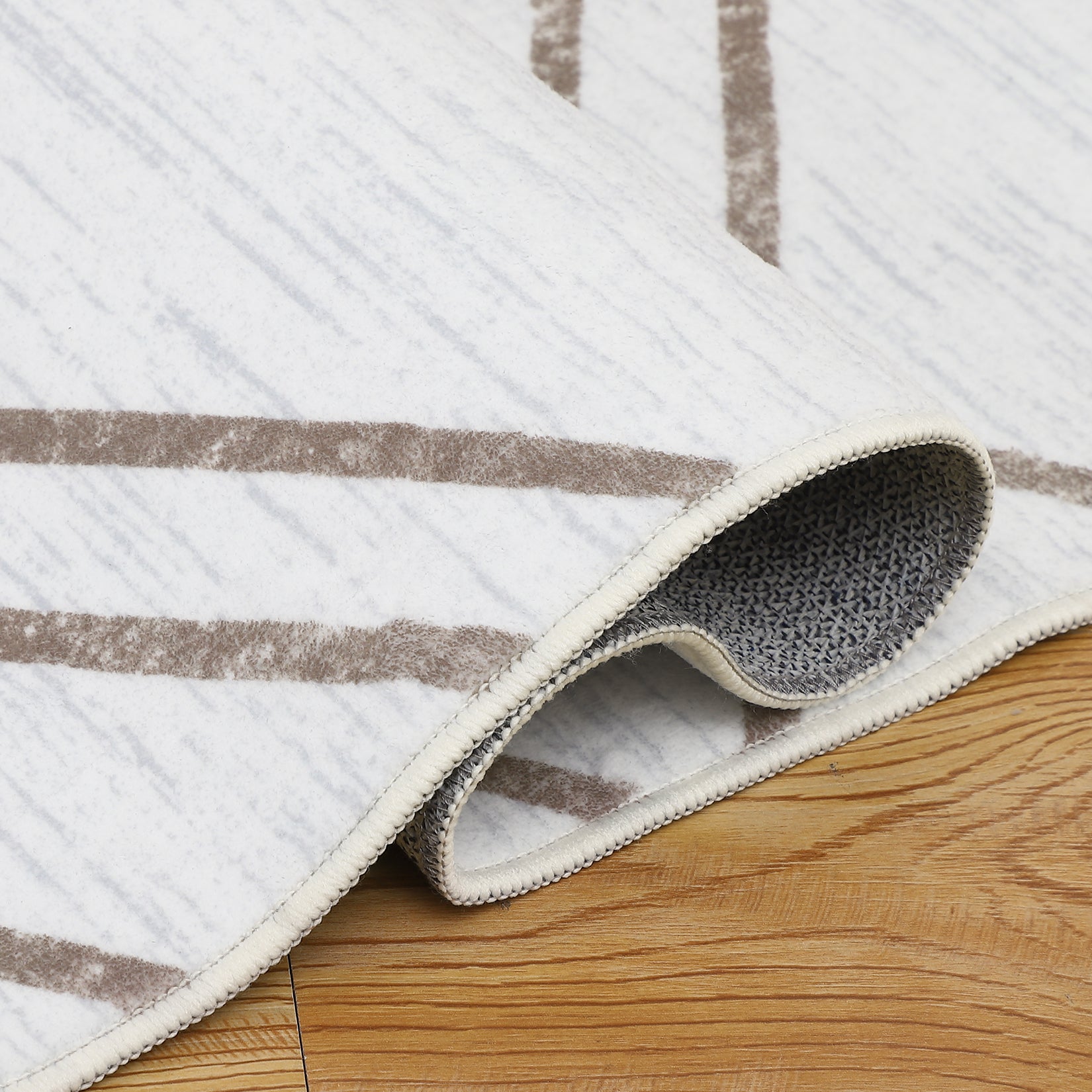 Garvee Washable Rug 9x12 Modern Geometric Area Rug Non Slip Large Area Rug Low Pile Farmhouse Rug Non Shedding Distressed Throw Rugs Floor Carpet for Living Room Bedrooms, Taupe