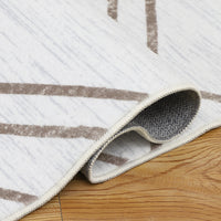 Garvee Washable Rug 9x12 Modern Geometric Area Rug Non Slip Large Area Rug Low Pile Farmhouse Rug Non Shedding Distressed Throw Rugs Floor Carpet for Living Room Bedrooms, Taupe