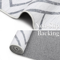 Garvee Modern Geometric Washable Rug Soft Thin Non Slip Indoor Carpet Blue 4x6 - Grey