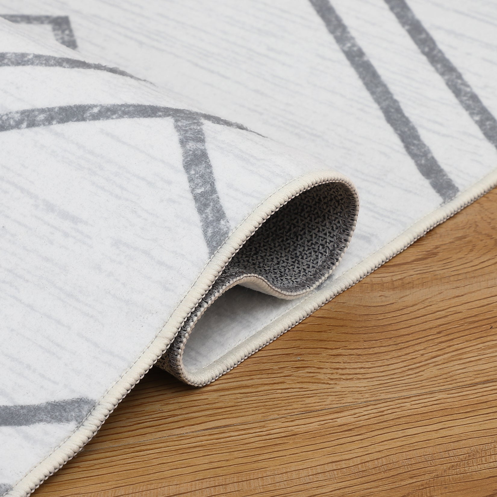 Garvee Modern Geometric Washable Rug Soft Thin Non Slip Indoor Carpet Blue 4x6 - Grey