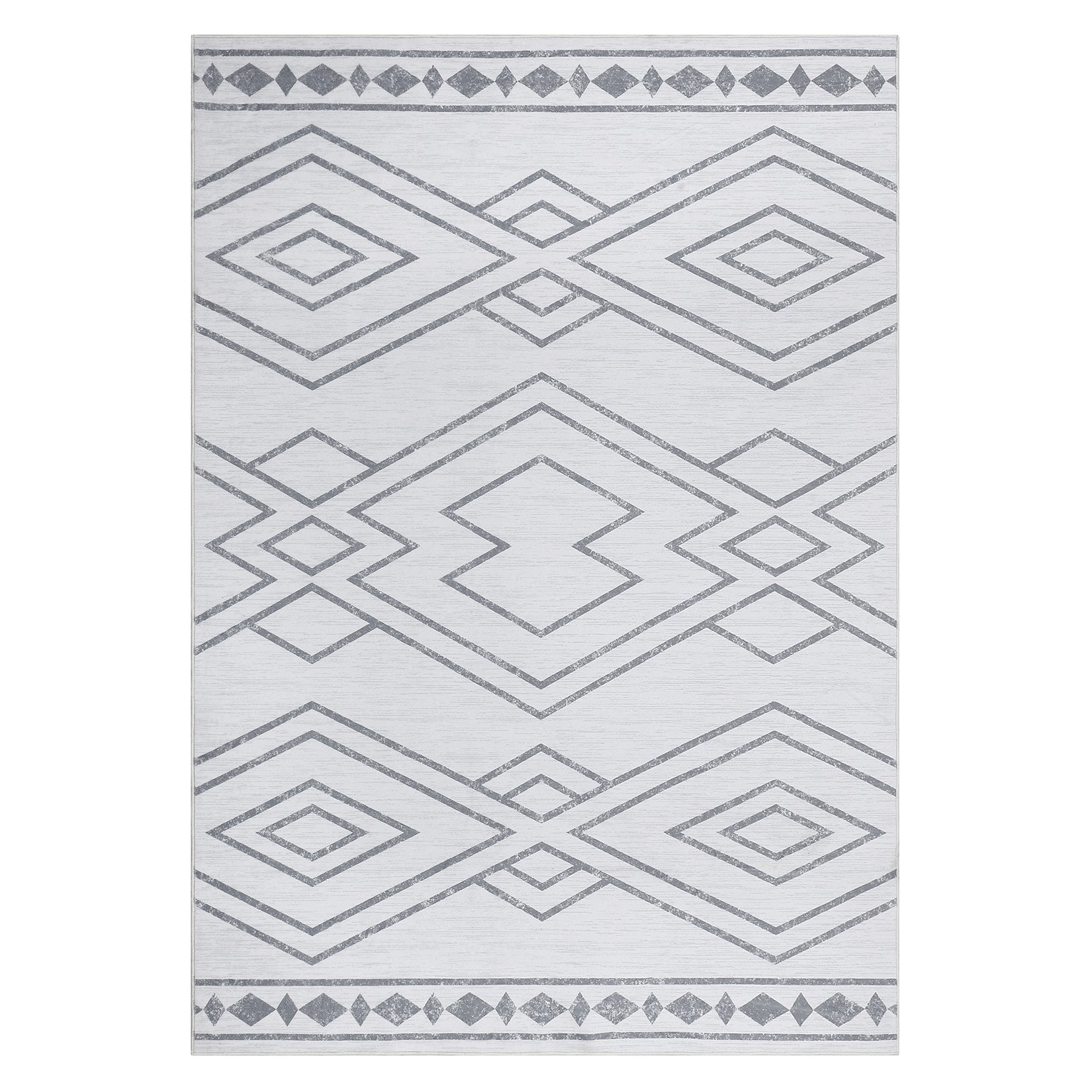 Garvee Modern Geometric Washable Rug Soft Thin Non Slip Indoor Carpet Blue 4x6 - Grey