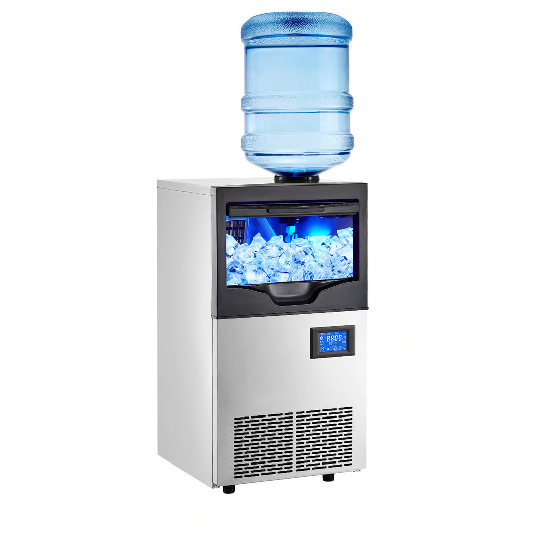 GARVEE 140Lbs/24H, Commercial Ice Maker, 22Lbs Bin, 0.9" Thick Ice, Auto-Cleaning, 2-Way Water Add; Great for Home, Bar, Hotel, Restaurant