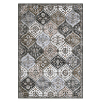 Garvee Trellis Area Rug 4x6 Washable Non-Slip Faux Wool, Soft Floral Pattern, Pet-Friendly, Indoor Bedroom, Grey/Brown