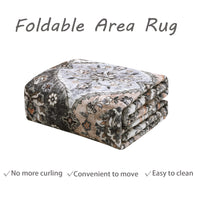 Garvee Trellis Area Rug 4x6 Washable Non-Slip Faux Wool, Soft Floral Pattern, Pet-Friendly, Indoor Bedroom, Grey/Brown