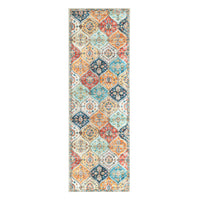 Garvee Floral Orange Washable 2x8 Runner Rug Vintage Floral Non Slip Low Pile Faux Wool Kitchen Bathroom Mat