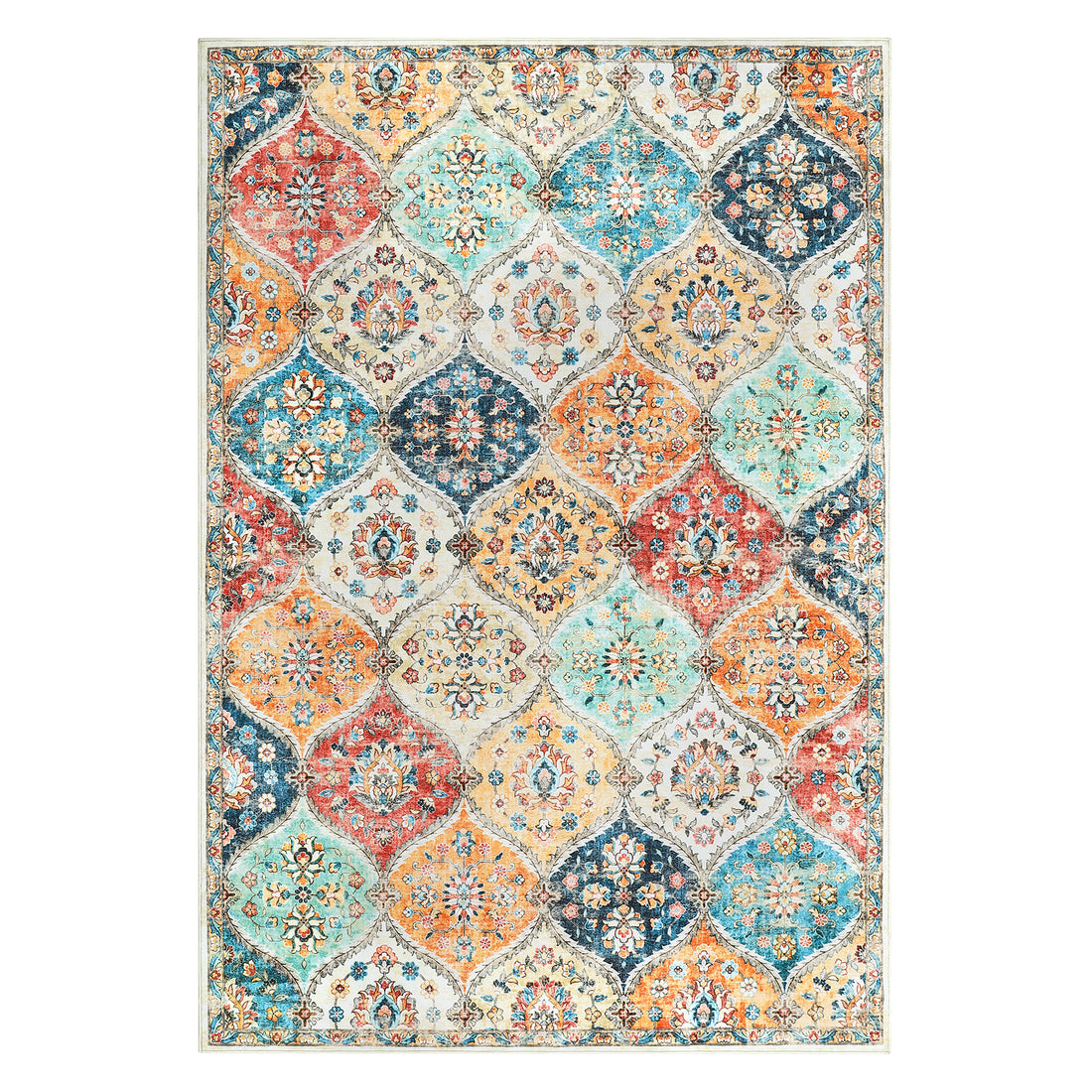 Garvee Trellis Area Rug 5x7 Washable Non-Slip Faux Wool Ultra-Soft Stain-Resistant for Living Room, Entryway, Bedroom