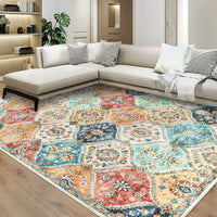 Garvee Machine Washable Rug 4x6 | Non-Slip, Ultra-Thin | Faux Wool, Vintage Trellis | Living Room, Bedroom, Dining Room